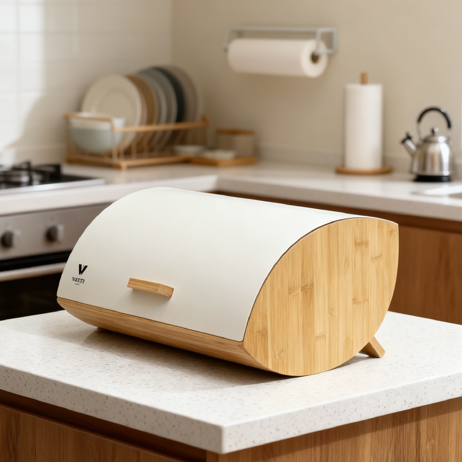 Bread Box Bamboo - Bambu Kapaklı Ekmek Kutusu, Ev Tipi