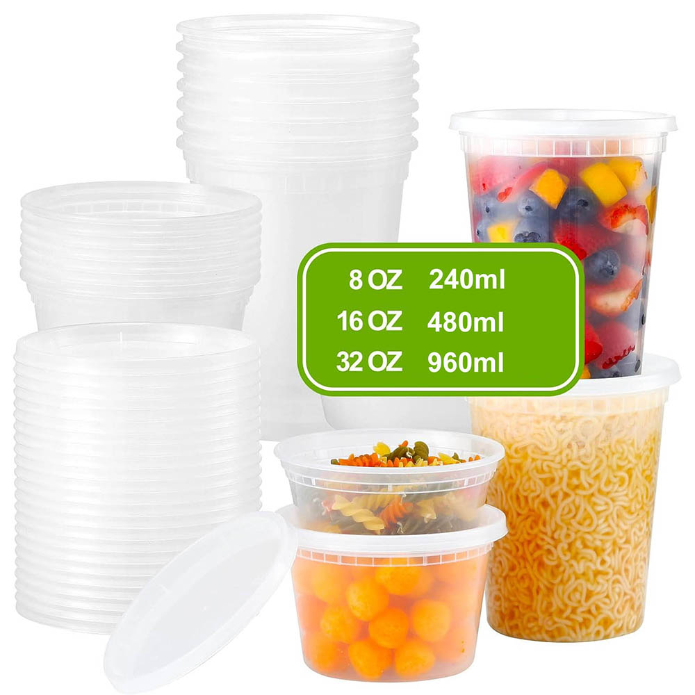 Food Storage Variety Pack - Plastik Gıda Saklama Kapları, Kapaklı, 8oz