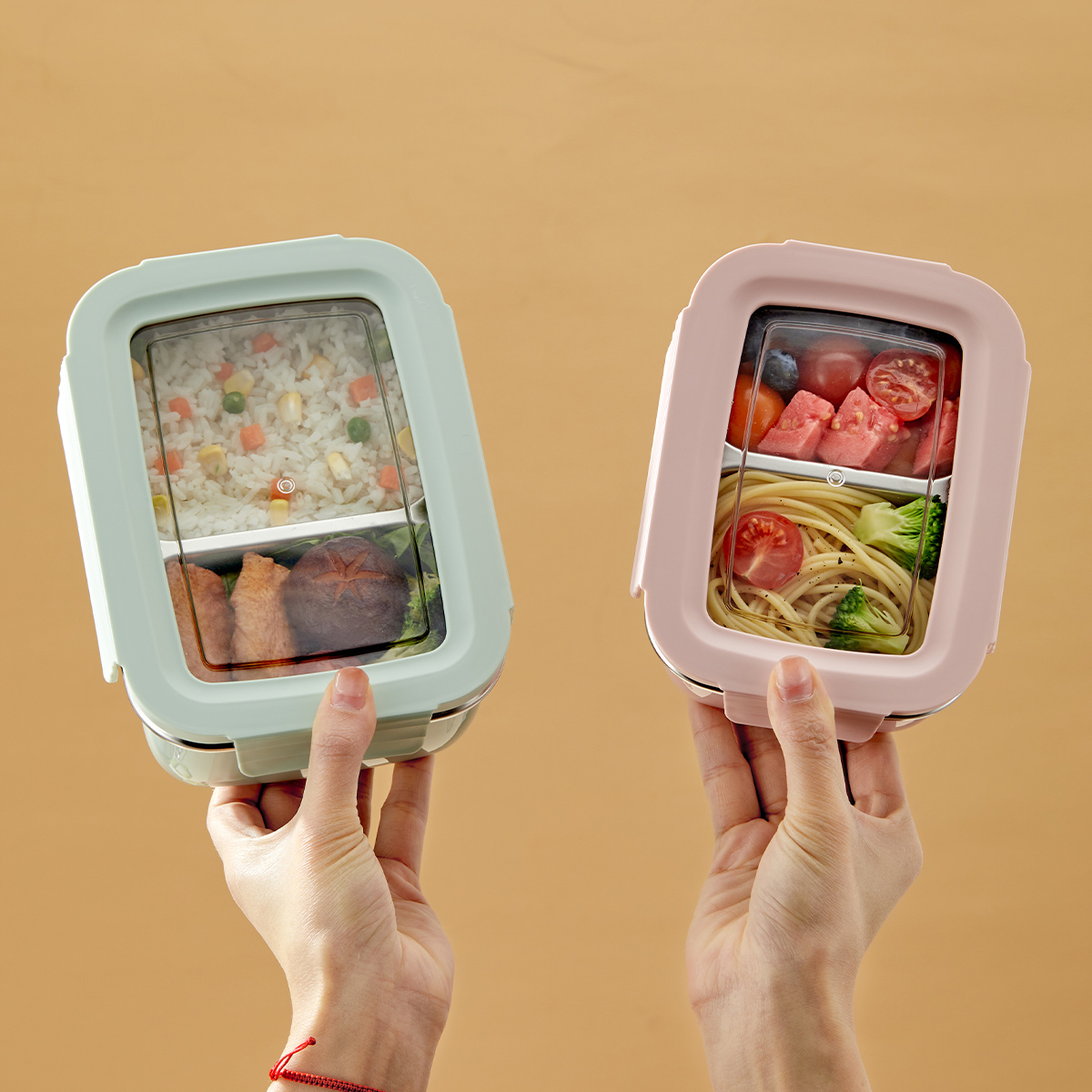 Glass Meal Prep Container - Mikrodalga 304 Paslanmaz Çelik Bölmeli Öğle