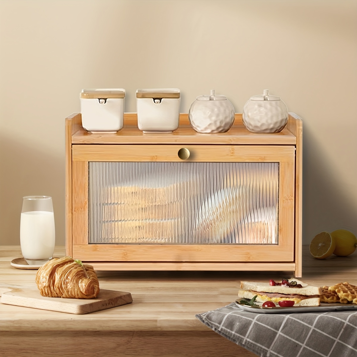 Bread Box Bamboo - Şeffaf Pencereli 2 Katlı Bambu Ekmek