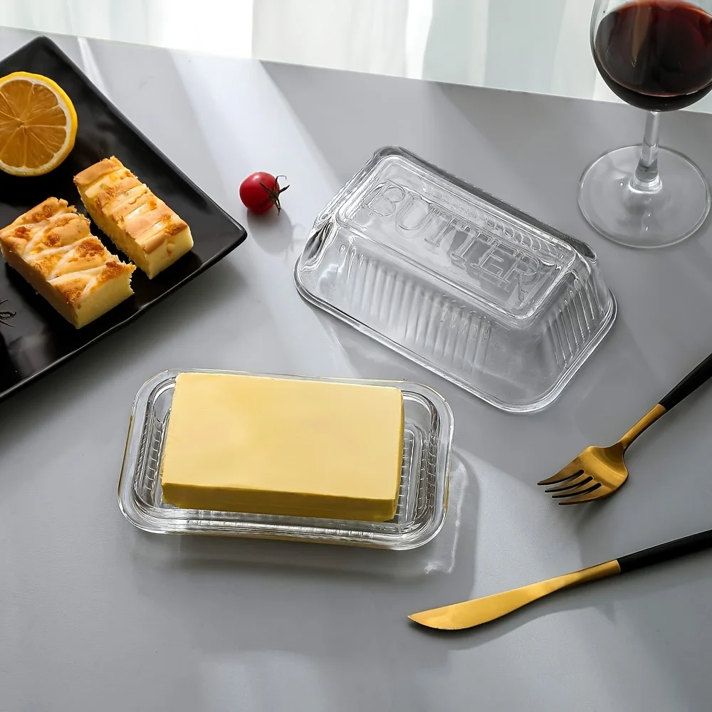 Glass Meal Prep Container - Yaratıcı Şeffaf Tereyağı Kabı Kapaklı Kek