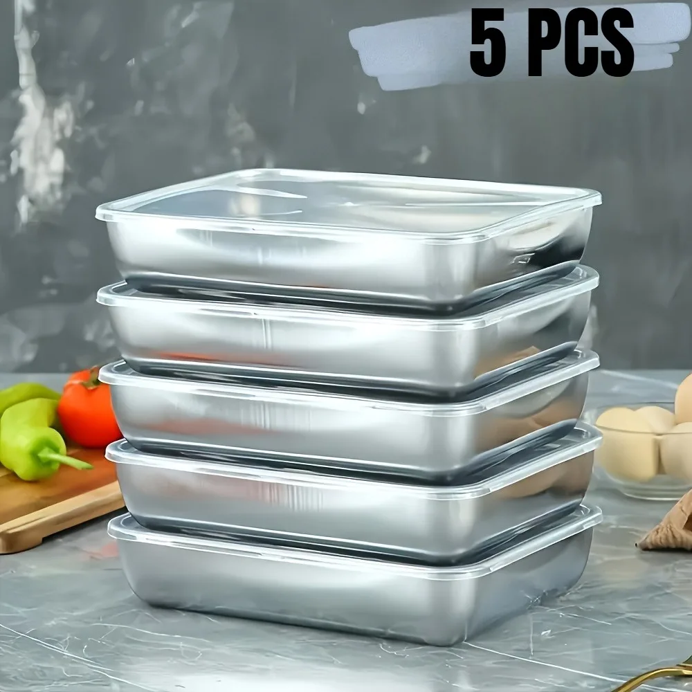 Glass Meal Prep Container - 5 Parçalı Paslanmaz Çelik Gıda Saklama