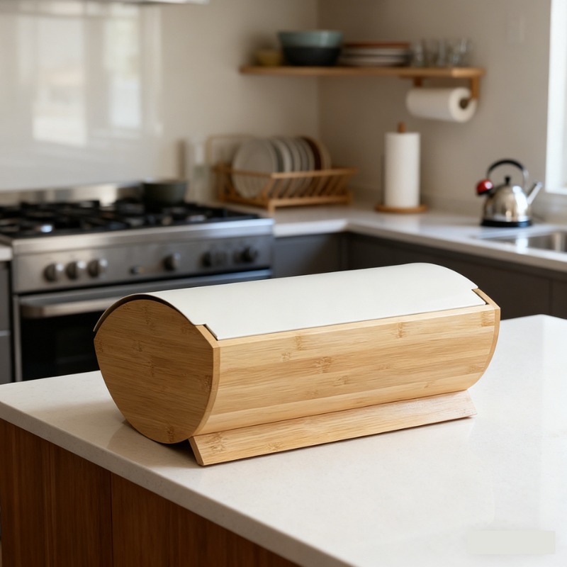 Bambu kapaklı ekmek kutusu, ev - Bread Box Bamboo incelemesi ve fiyatı